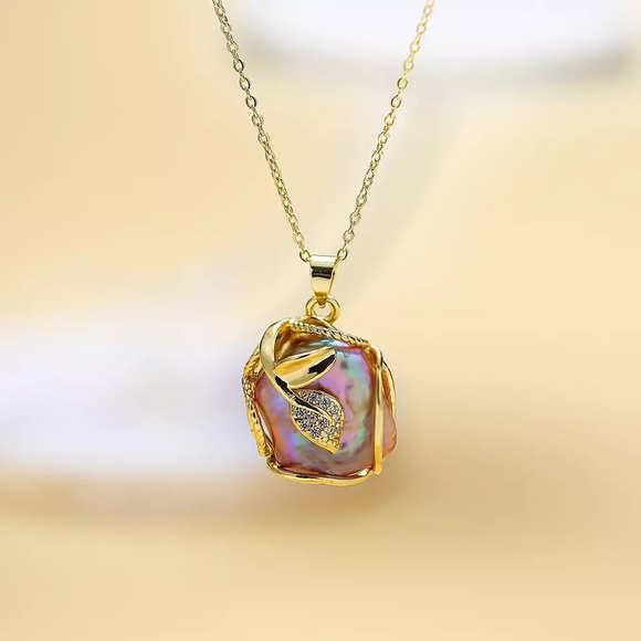 Authentic freshwater baroque pearl jewelry 3 Pieces Set:Necklace&Ring&Earrings - Picture 6 of 12